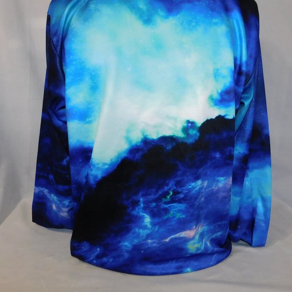 Mens XL Blue Purple Galaxy Space Pullover Polyester Hoodie - Picture 8 of 8